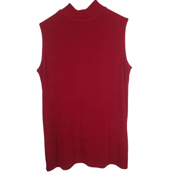 Vntg Bold Red Mock Neck Tank. Holiday Layering Top. LG/XL. #0200 - Picture 6 of 9